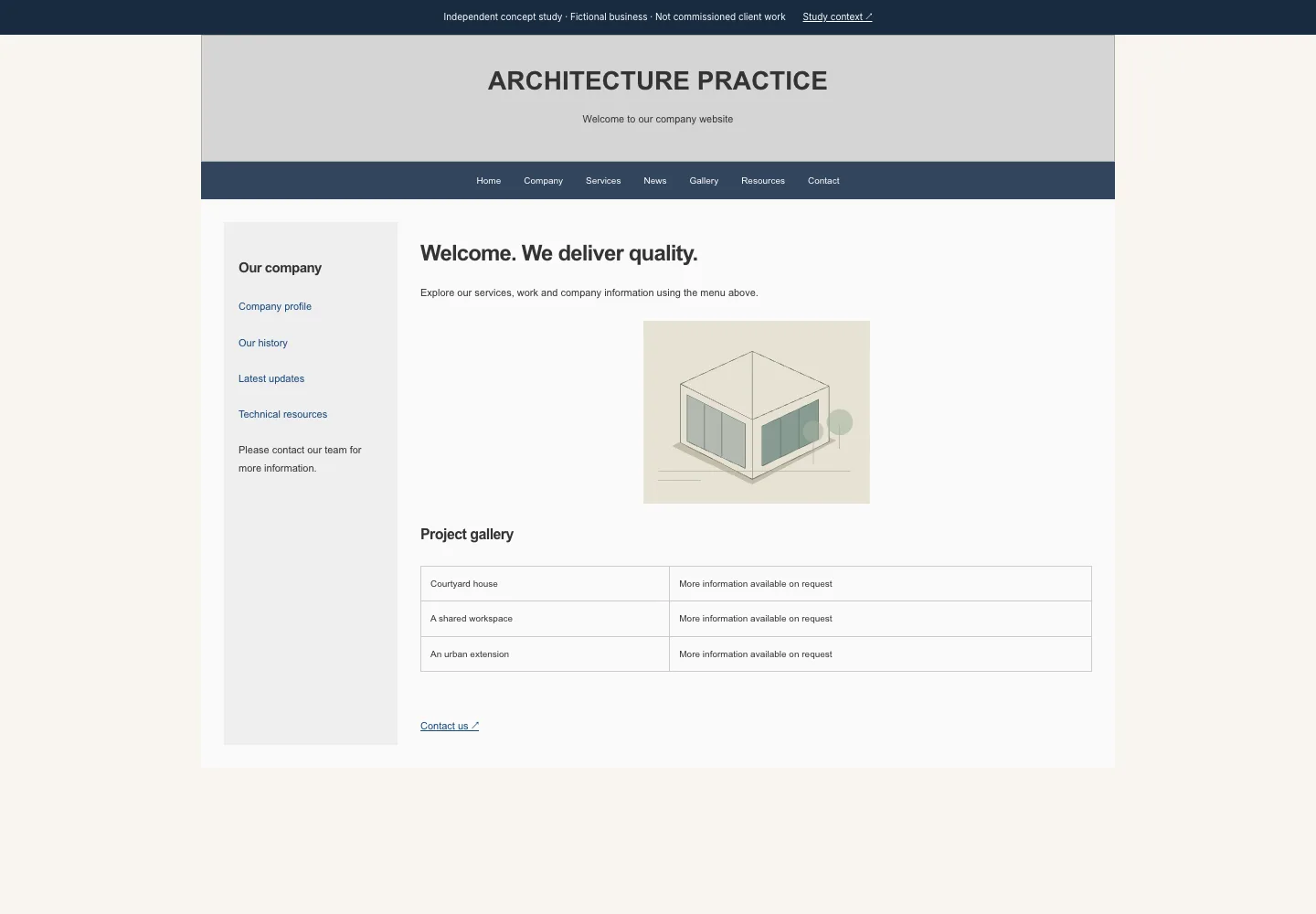 An architecture practice, made easier to understand — before, desktop