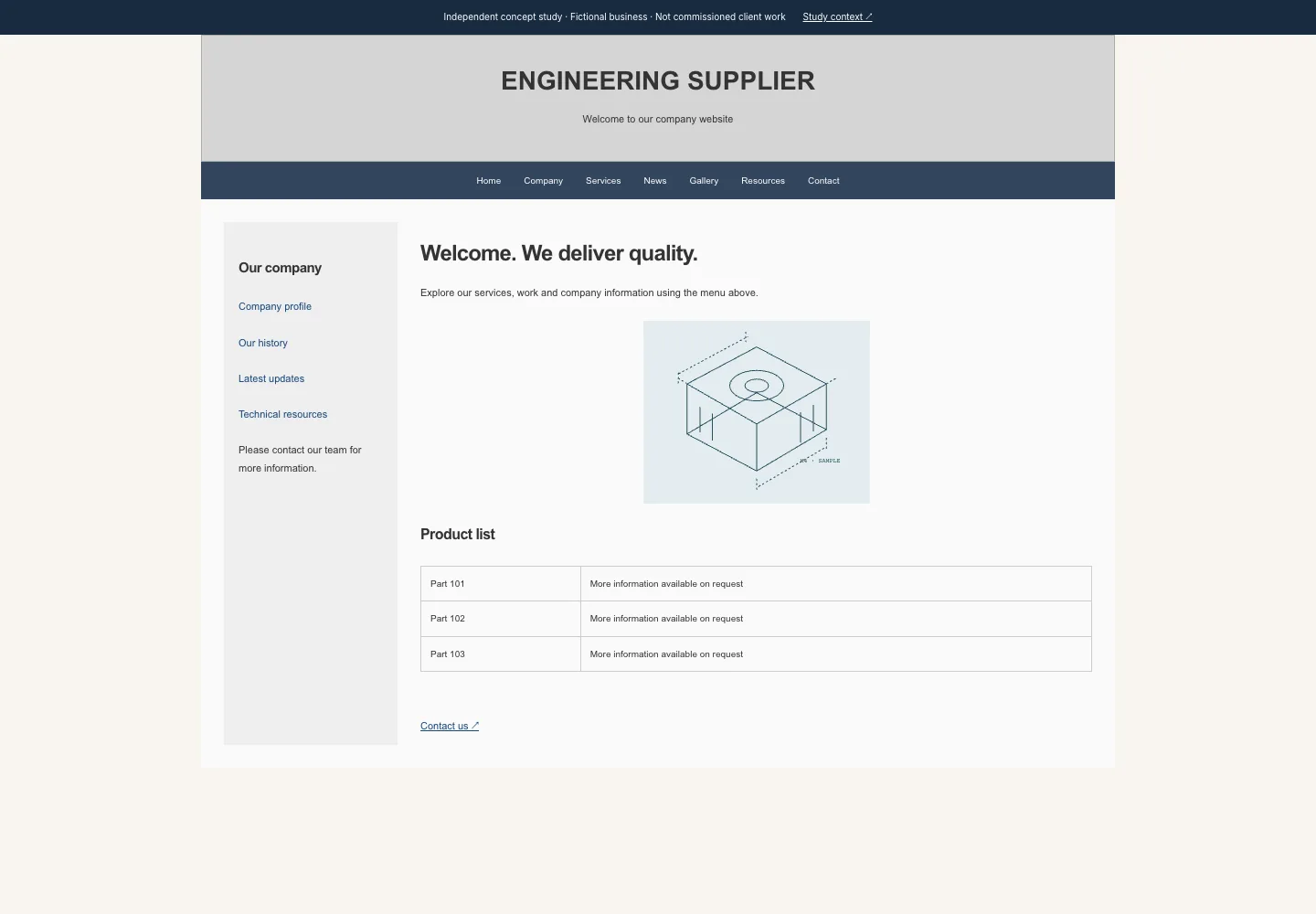 A B2B supplier, built around the next decision — before, desktop